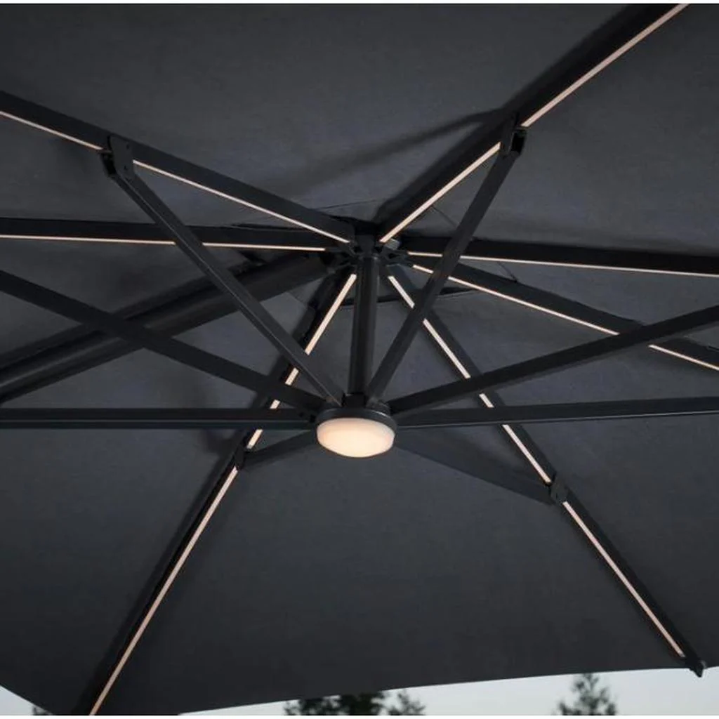 3.05 m (10 ft.) Square LED Cantilever Umbrella Gray - Image 3