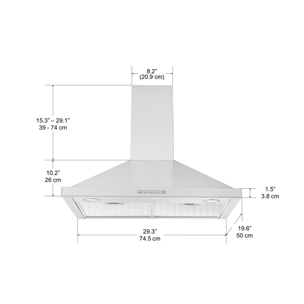 Ancona 30" Convertible WallMounted Pyramid Range Hood Stainless Steel AN-1161 - Image 6
