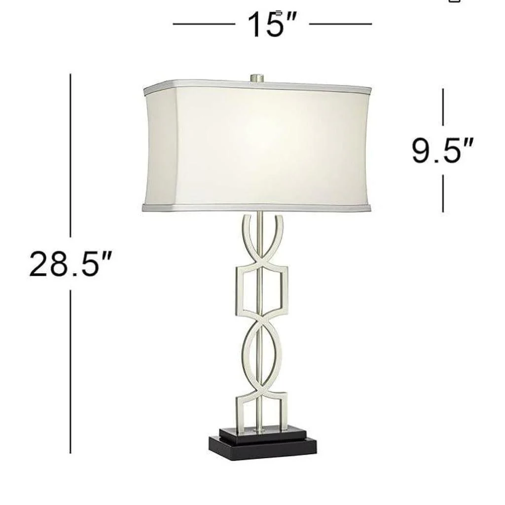 360 Lighting Evan Modern Table Lamps 2-PK USB charging - Brushed Nickel Silver/Black - Image 2
