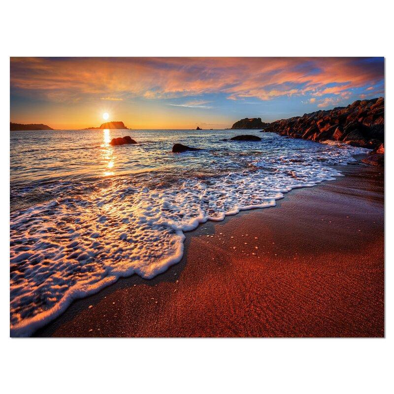 Highland Dunes Stunning Ocean Beach at Sunset Wrapped Canvas Print - Image 2