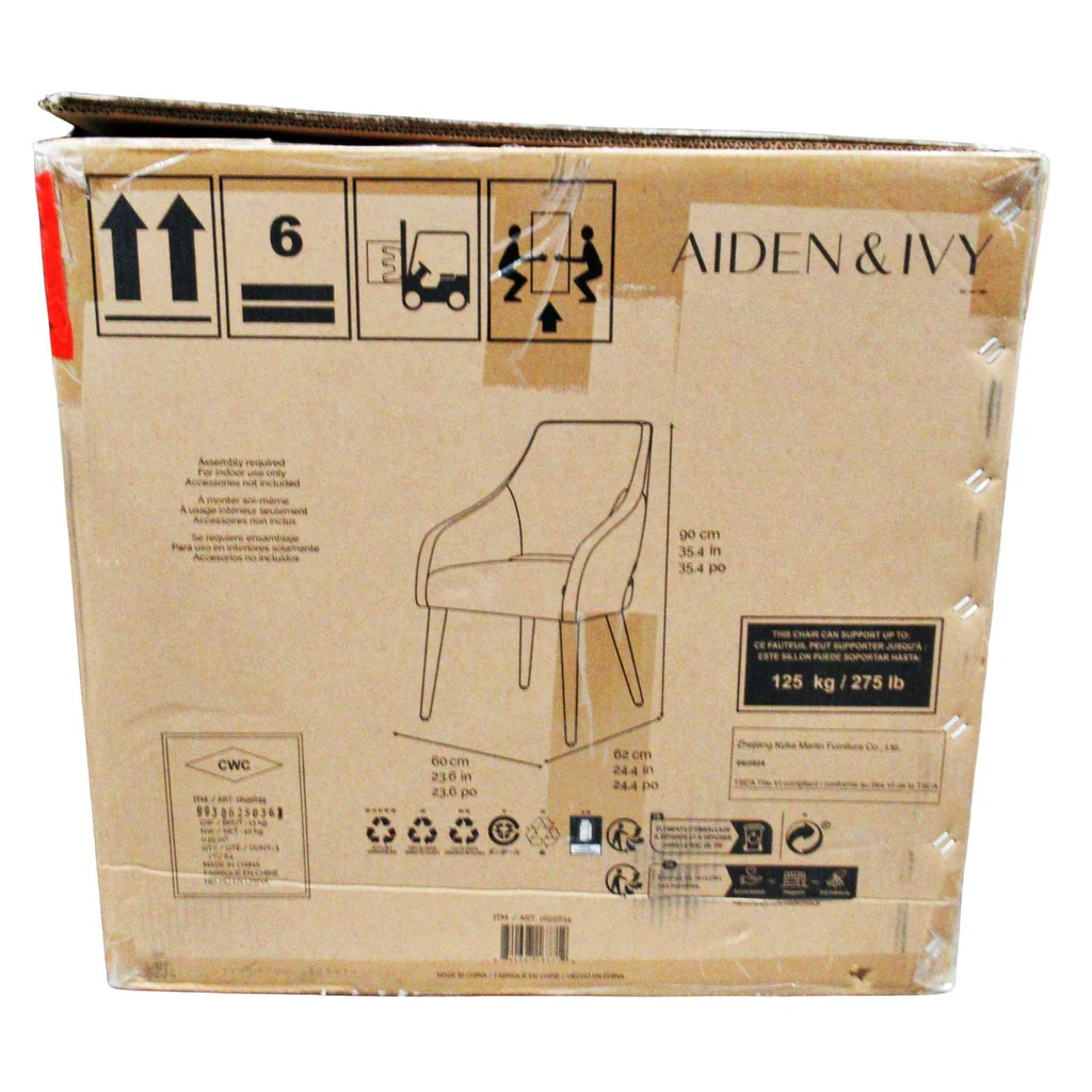 Aiden & Ivy Top Grain Leather Dining Chair Light Grey - Image 4