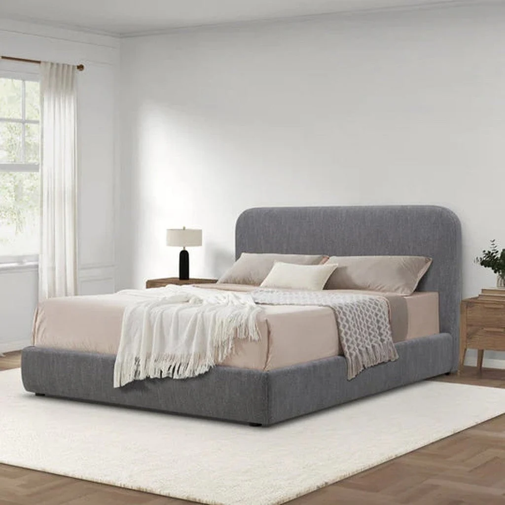Aiden & Ivy Upholstered Double Bed Grey