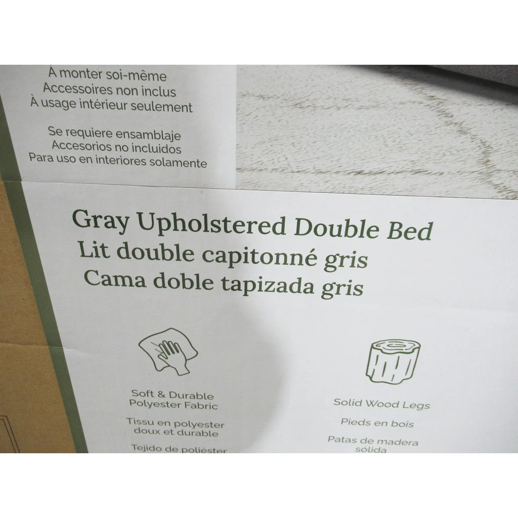 Aiden & Ivy Upholstered Double Bed Grey - Image 6