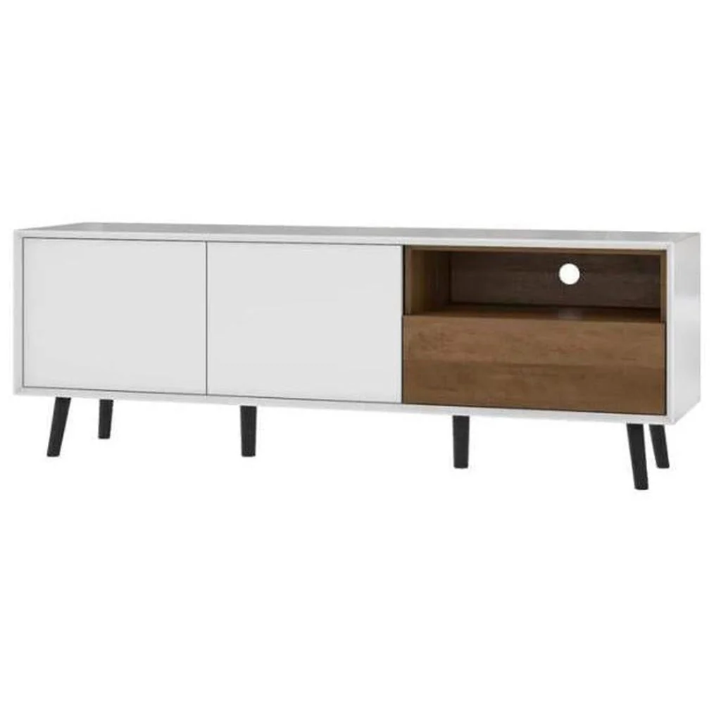 Alga TV Stand - White & Walnut Brown