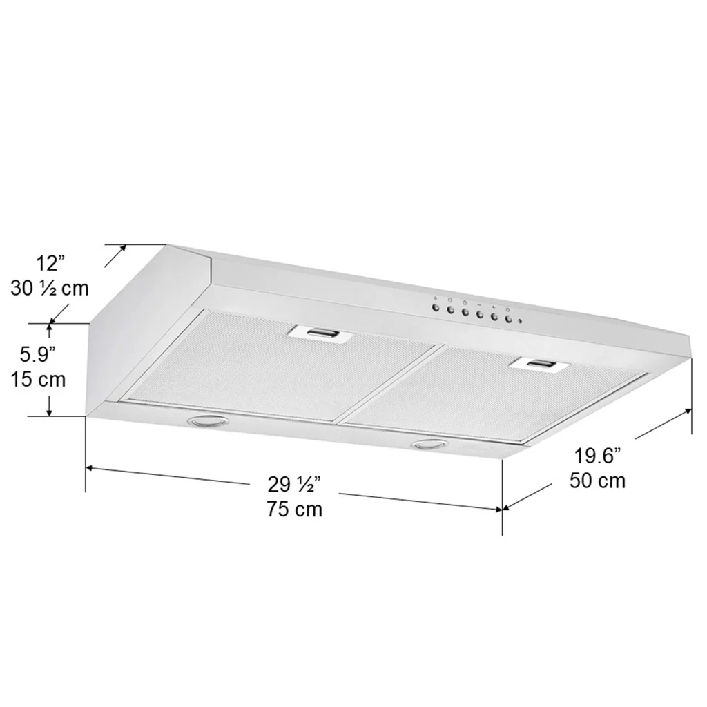 Ancona 30 in Stainless Steel Ducted Under-Cabinet Range Hood w/ Night Light - Image 3