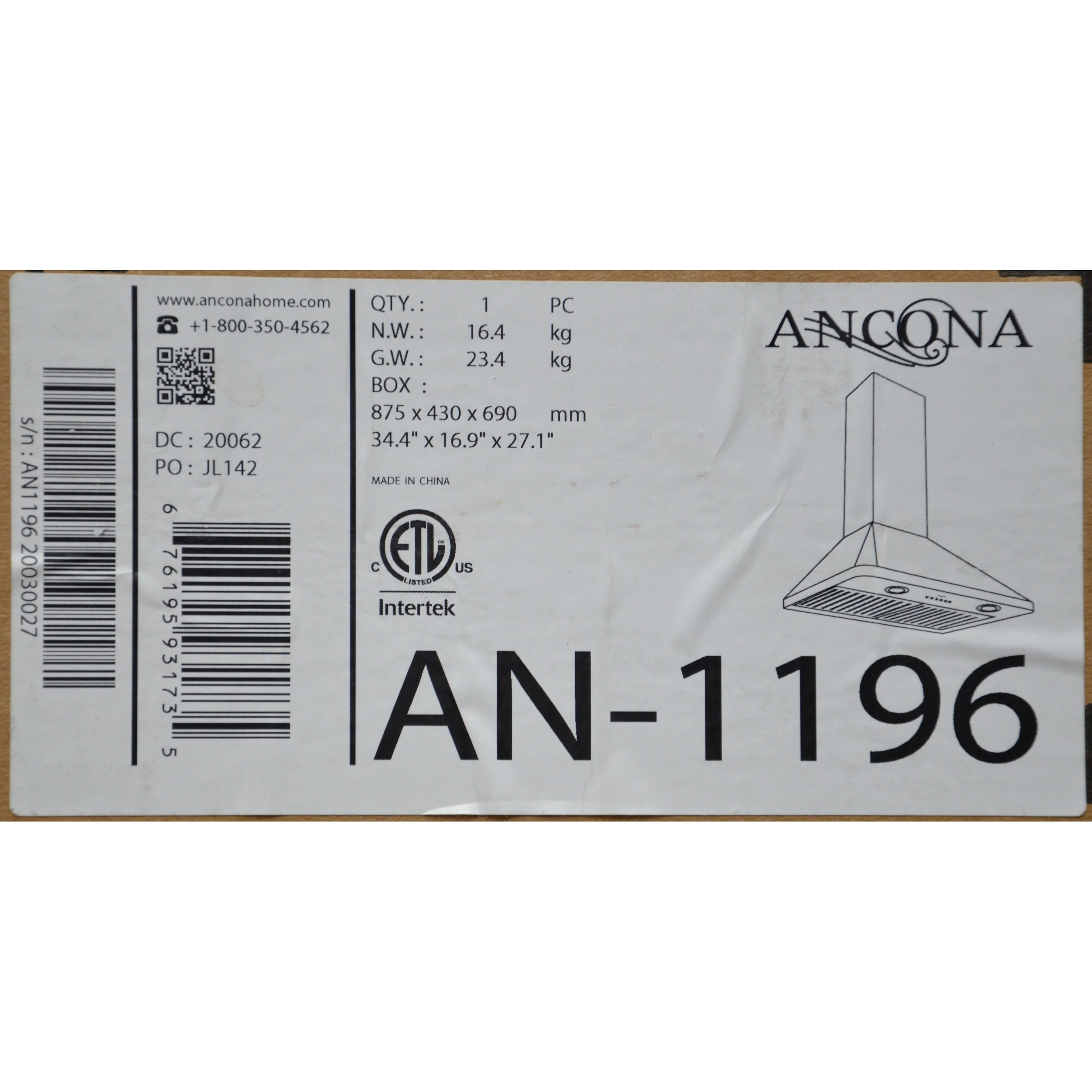 Ancona 30 Inch Range Hood WPR630 Stainless - Image 7