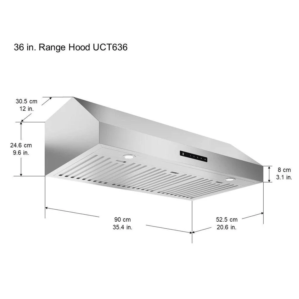 Ancona 36" Range Hood Stainless Steel AN1202 - Image 6