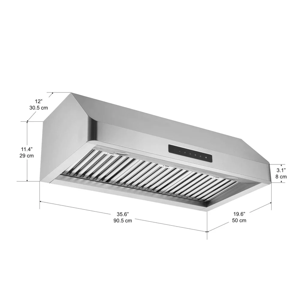 Ancona AN-1256 36" Pro Series Undercabinet Stainless Steel Range Hood - Image 2