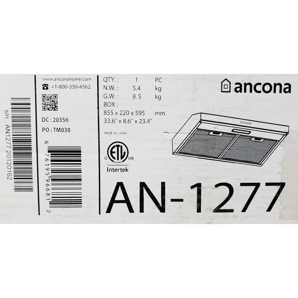 Ancona AN-1277 30 in. Convertible Under Cabinet Range Hood in White - Image 5