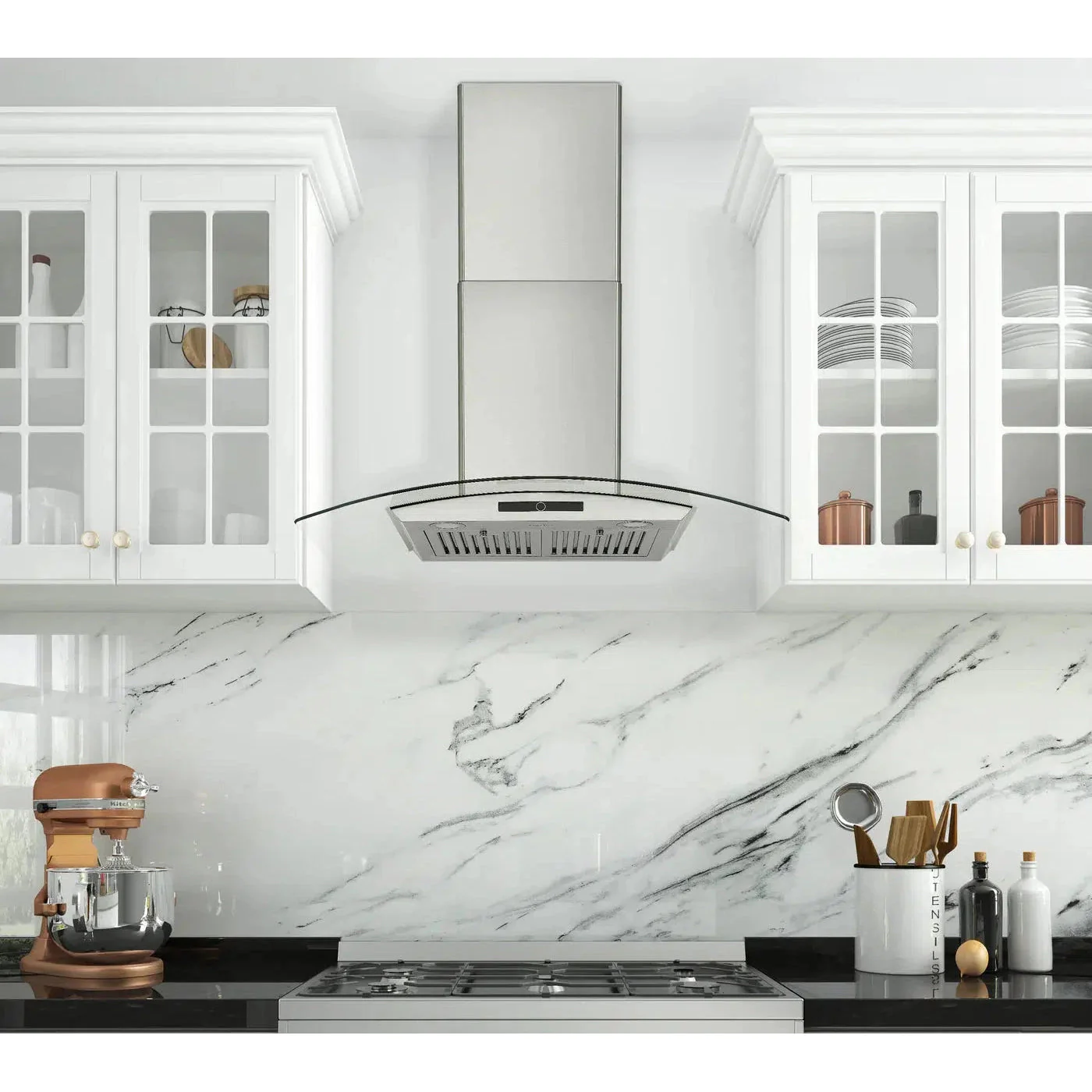 Ancona Convertible Wall Mount Glass Canopy AN-1536 36 Inch Stainless - Image 5