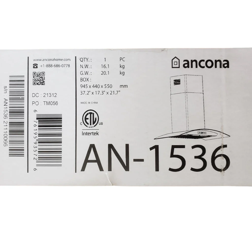 Ancona Convertible Wall Mount Glass Canopy AN-1536 36 Inch Stainless - Image 8