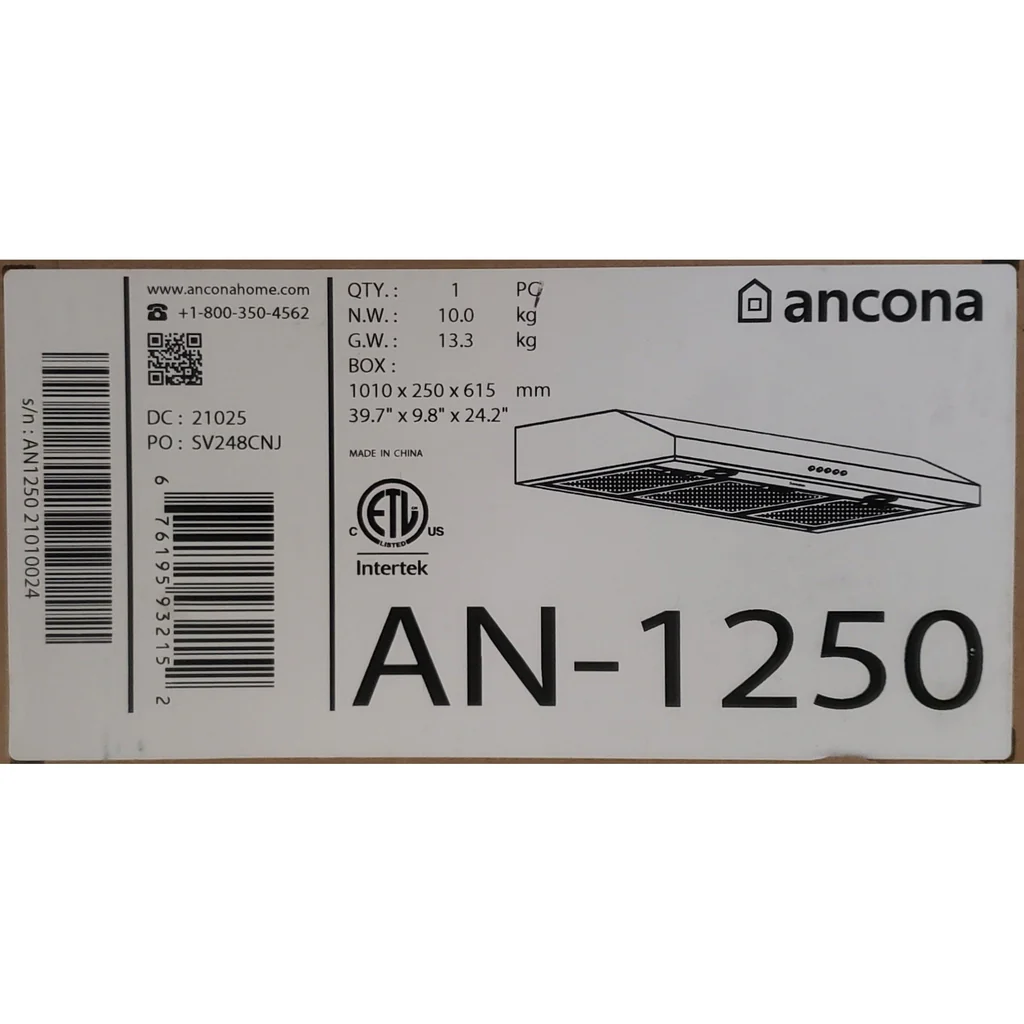 Ancona Slim III Range Hood AN-1250 36 Inch Stainless - Image 4