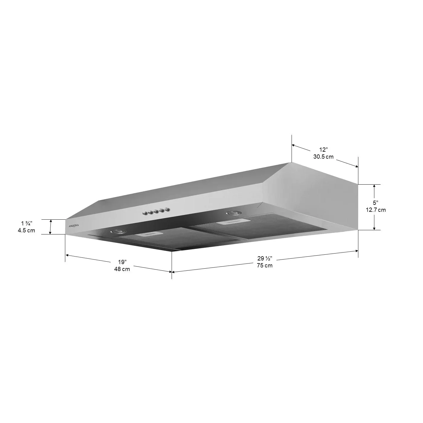 Ancona Slim SD330 Under Cabinet Range Hood - Image 6