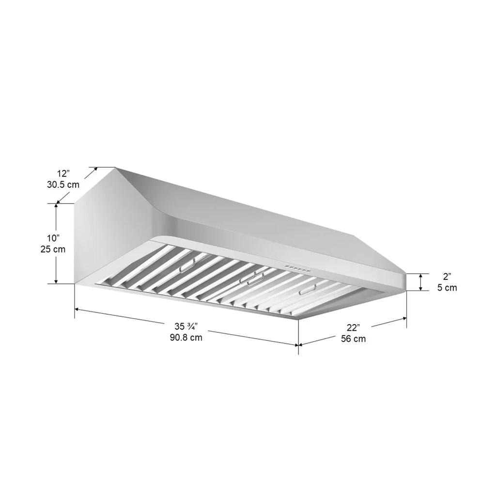 Ancona AN-1285 36 in. Chef Hidden 600 CFM Ducted Under Cabinet Range Hood - Image 3