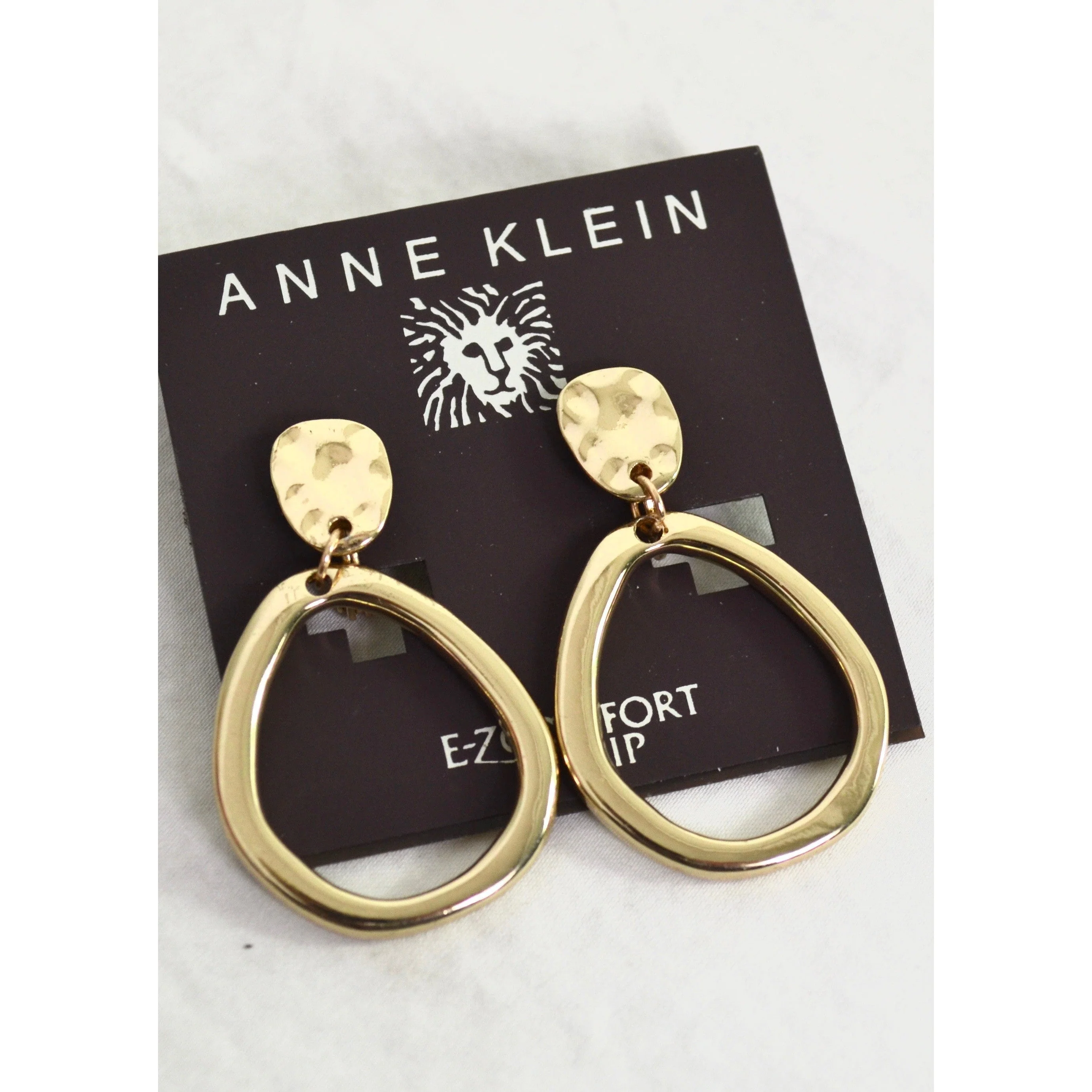 Anne Klein Dangle Gold Clip-On Earrings - Image 2