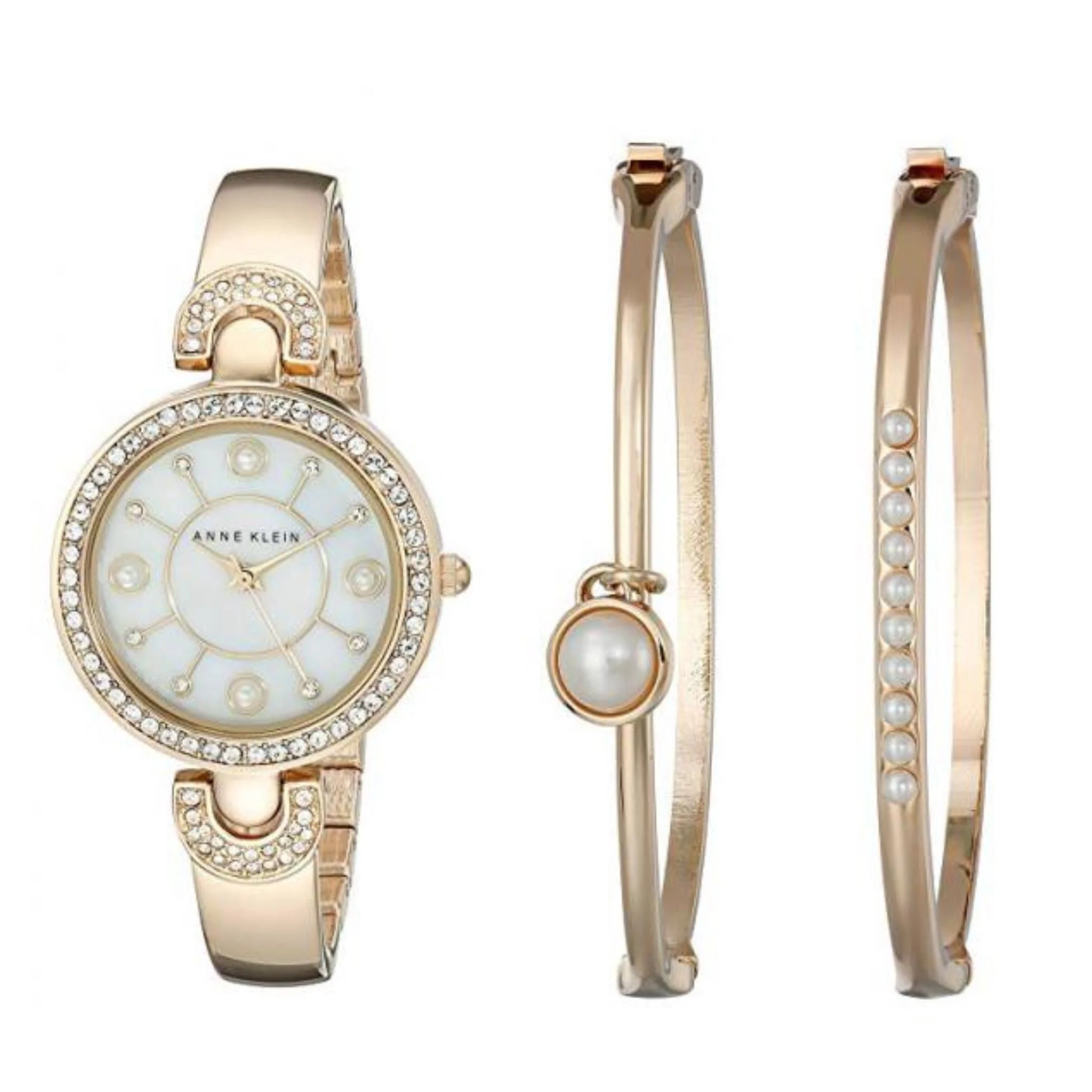 Anne Klein Women's Gold-Tone Bangle Watch & Bracelet Set