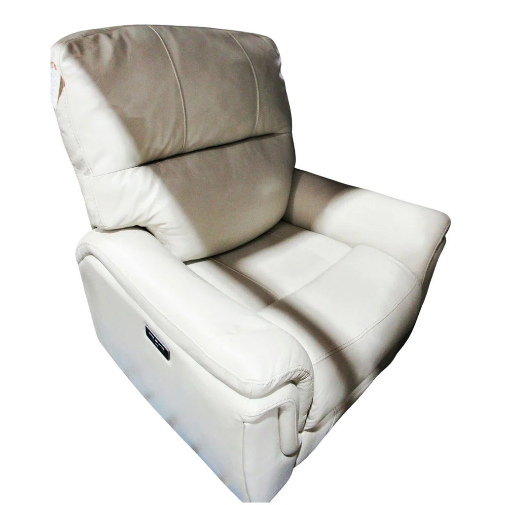 Barcalounger Top-grain Leather Power Rocker Recliner Cream