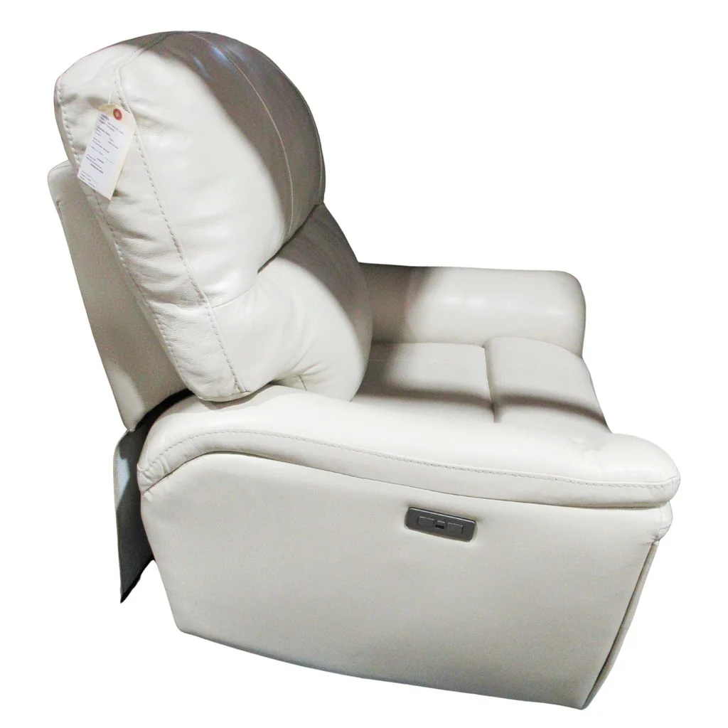 Barcalounger Top-grain Leather Power Rocker Recliner Cream - Image 2