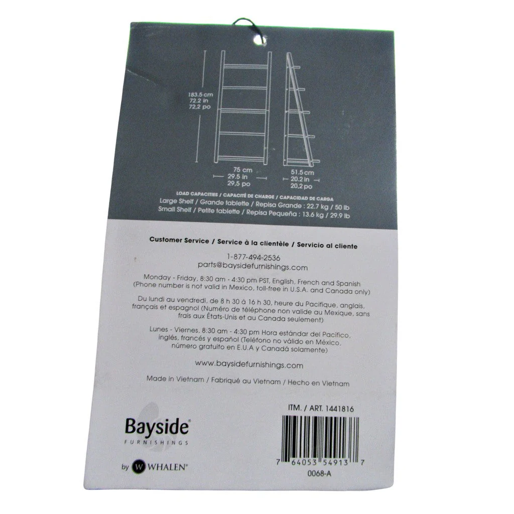 Bayside Furnishings 72in" Ladder Bookcase - Image 7