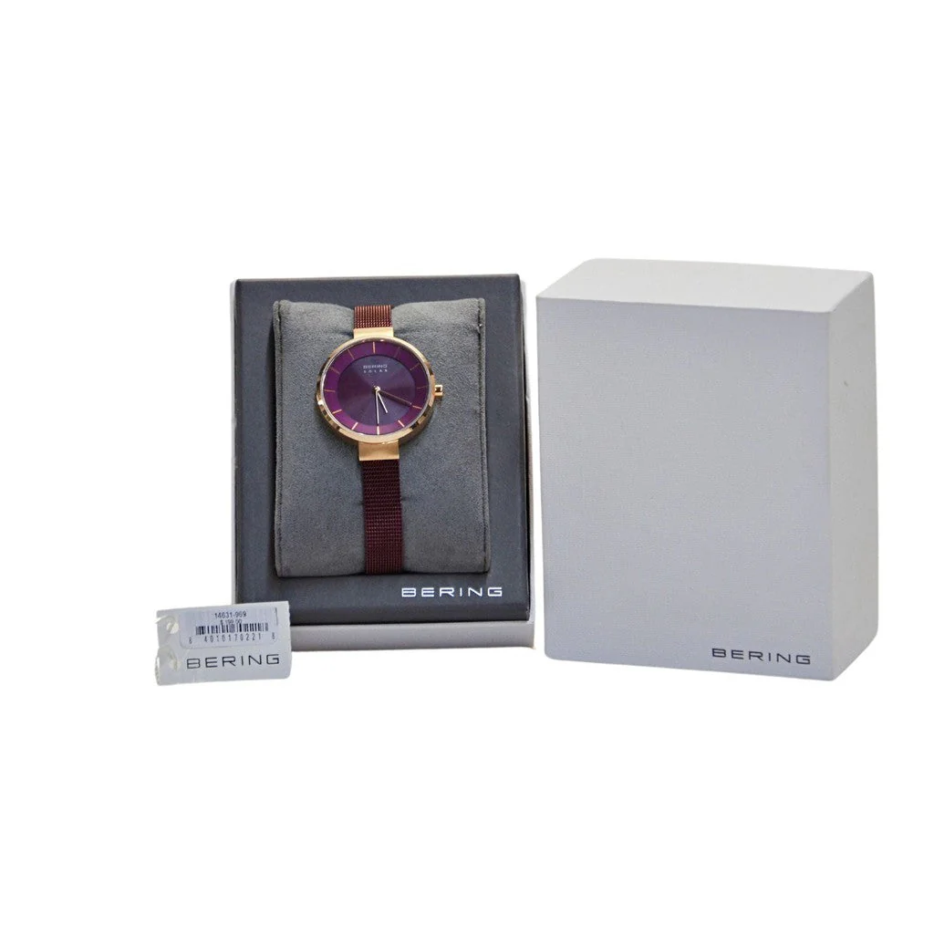 Bering Ladies Solar Milanese Mesh Bracelet Watch - Purple