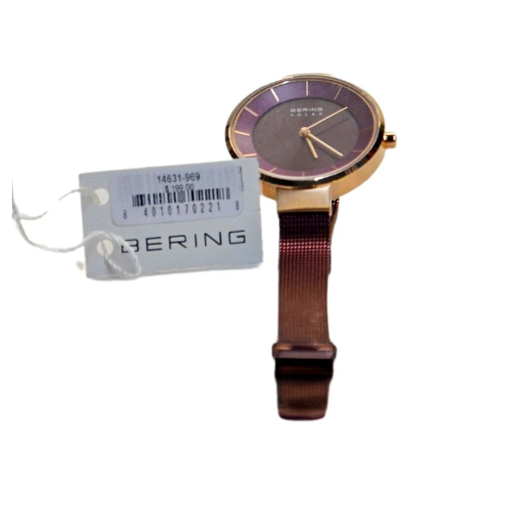 Bering Ladies Solar Milanese Mesh Bracelet Watch - Purple - Image 2