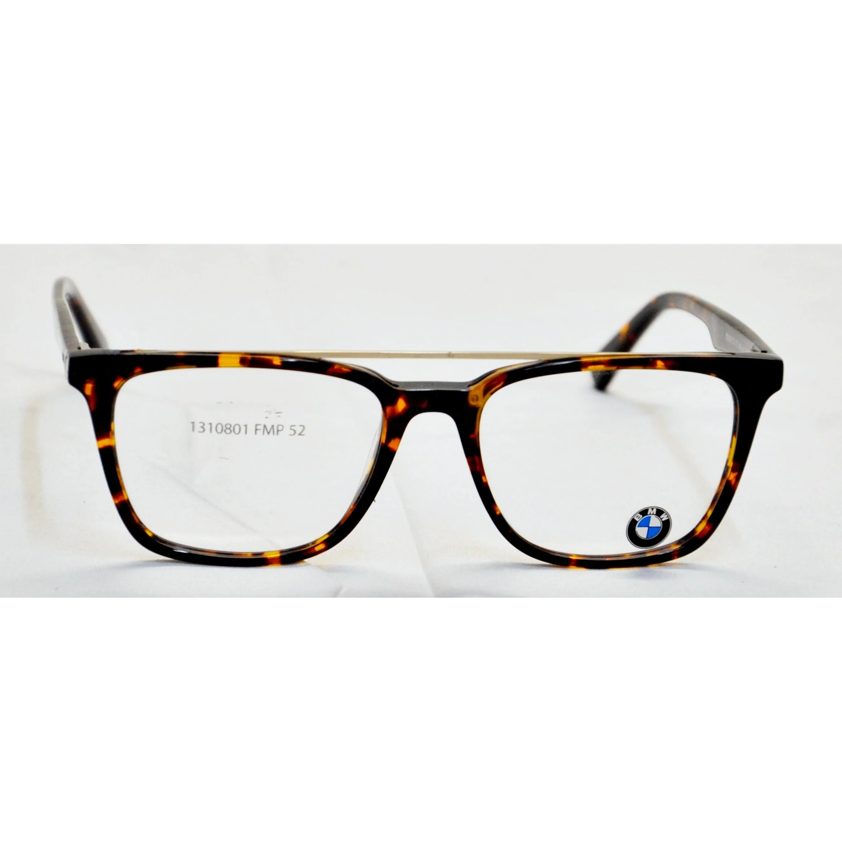 BMW Men's Square Full Frame Eyeglasses w/ Bar Bridge / Tortoise Shell 52-17-140