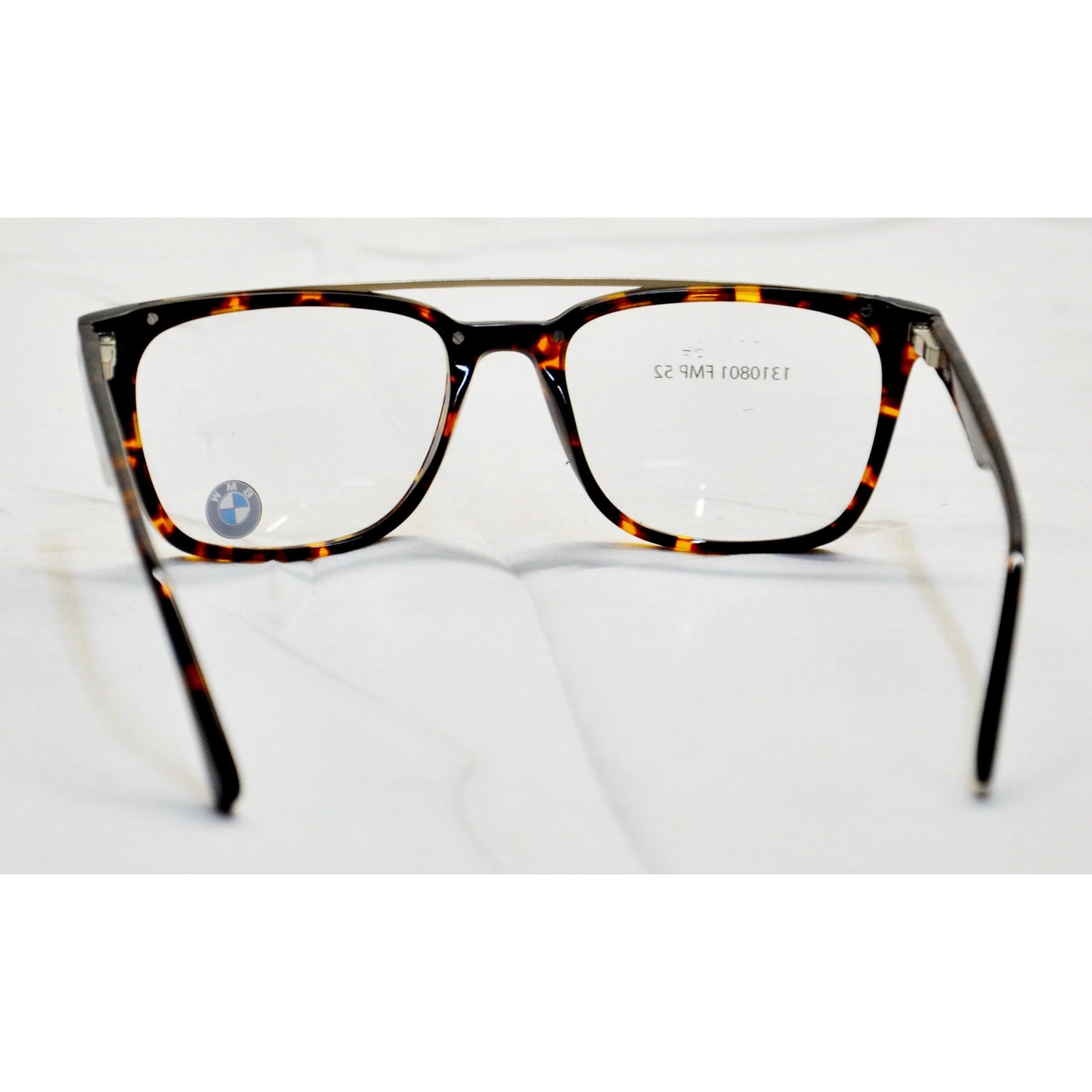 BMW Men's Square Full Frame Eyeglasses w/ Bar Bridge / Tortoise Shell 52-17-140 - Image 3