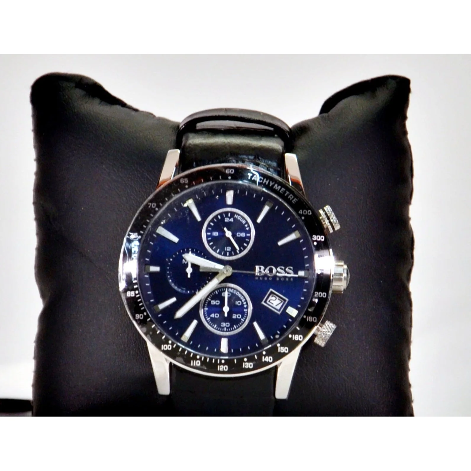Boss Men's Chronograph Watch, RAFALE 1513391/ Blue Dial with Black Leather Band - Image 4
