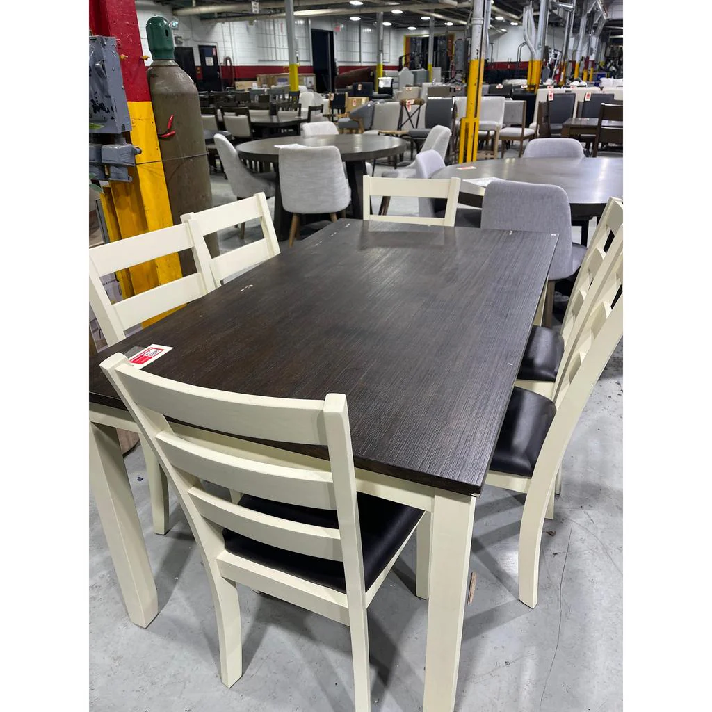 Brassex Contemporary 7-Piece Casual Dining Set - Espresso/White Oak - Image 4