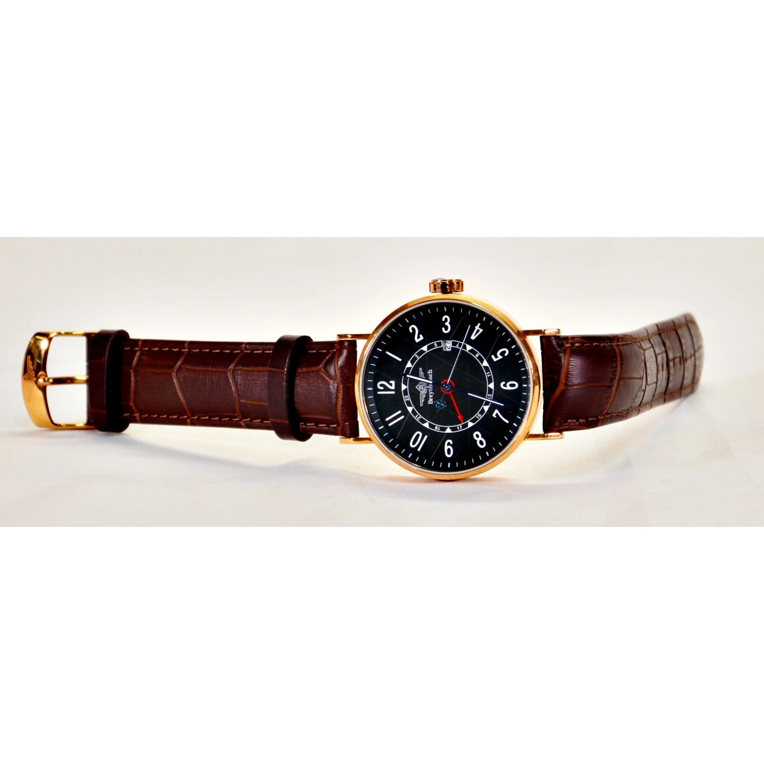 Breytenbach Men's Watch, Fixed Bezel/Brown Leather Band & RG Case - BB6620 - Image 2
