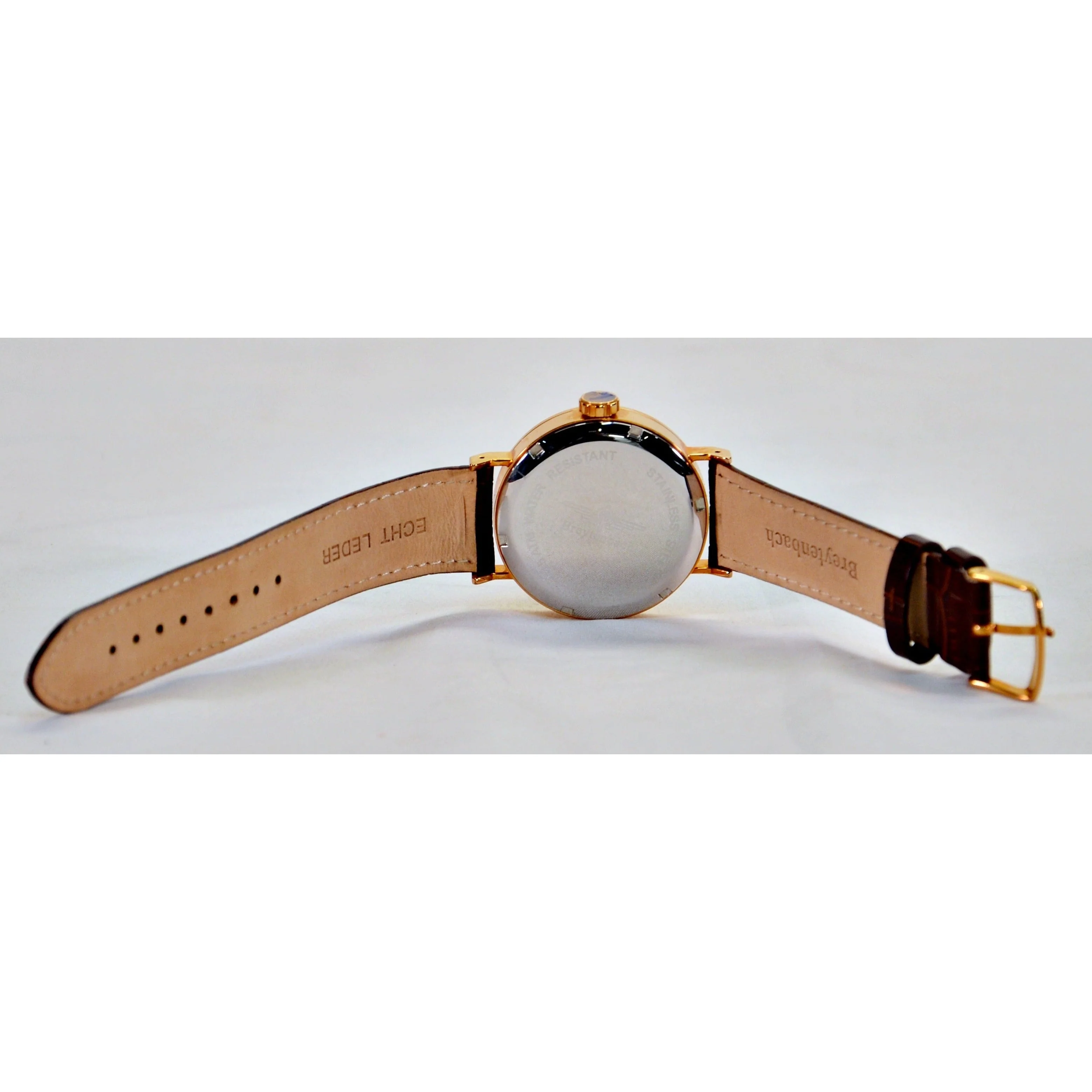 Breytenbach Men's Watch, Fixed Bezel/Brown Leather Band & RG Case - BB6620 - Image 3