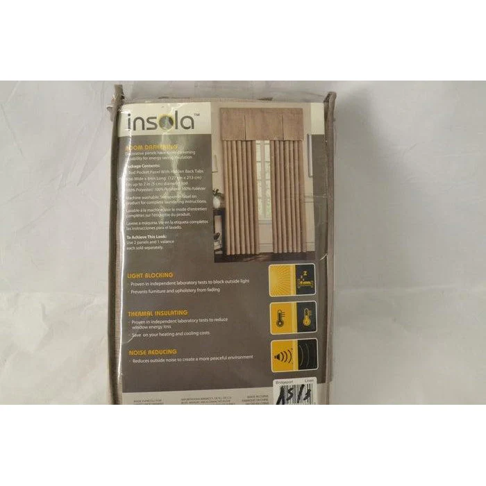 Insola Bridgeport Rod Pocket/Back Tab Blackout Lining Curtain Panel 84" Linen - Image 3