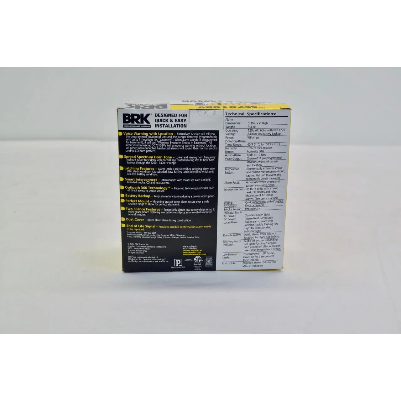 BRK First Alert SC7010BV Smoke/Carbon Monoxide Alarm 120V (2) AA Battery - Image 4