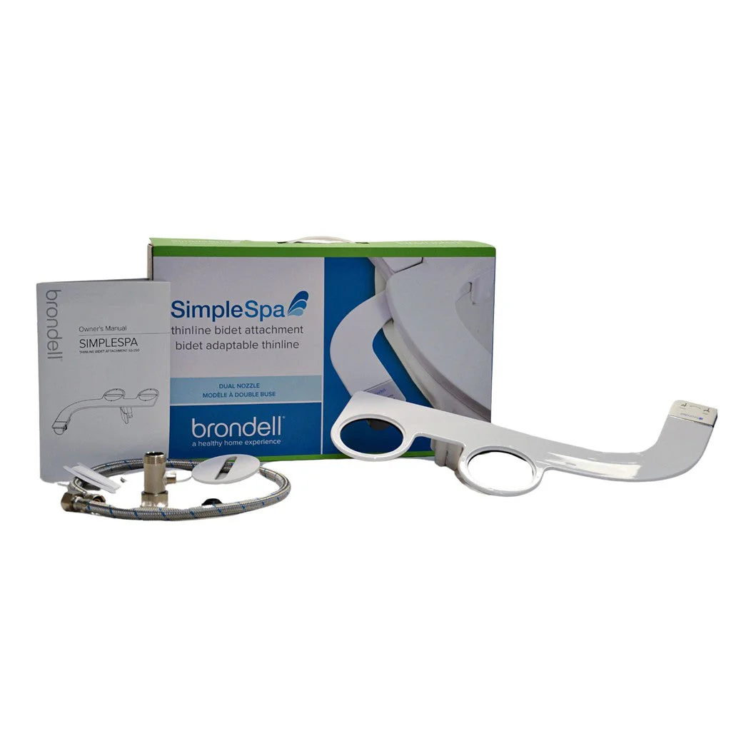 Brondell SimpleSpa Thinline Bidet Attachment with Dual Nozzles - White