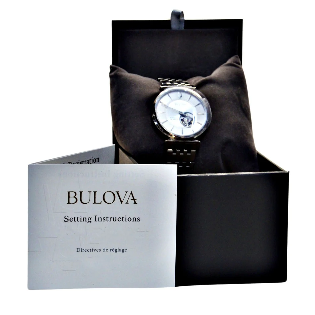 Bulova Men's Classic Regatta Slim Automatic Watch Silver-Tone 96A234