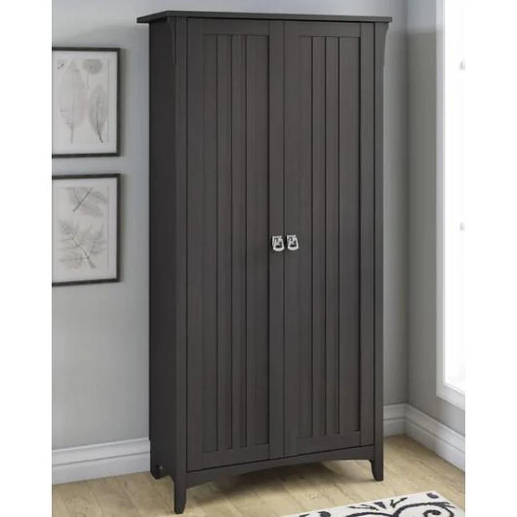 Bush Furniture Salinas Tall Storage Cabinet with Doors Vintage Black