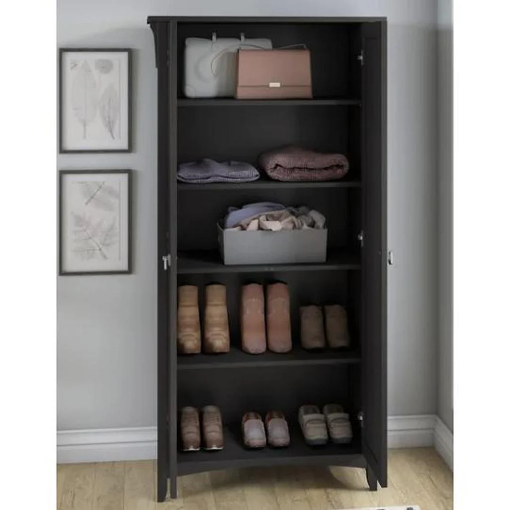 Bush Furniture Salinas Tall Storage Cabinet with Doors Vintage Black - Image 2