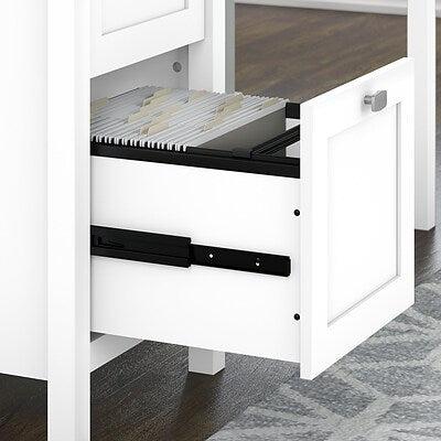 Bush Furniture Single Pedestal Desk With Drawers - White - Image 3