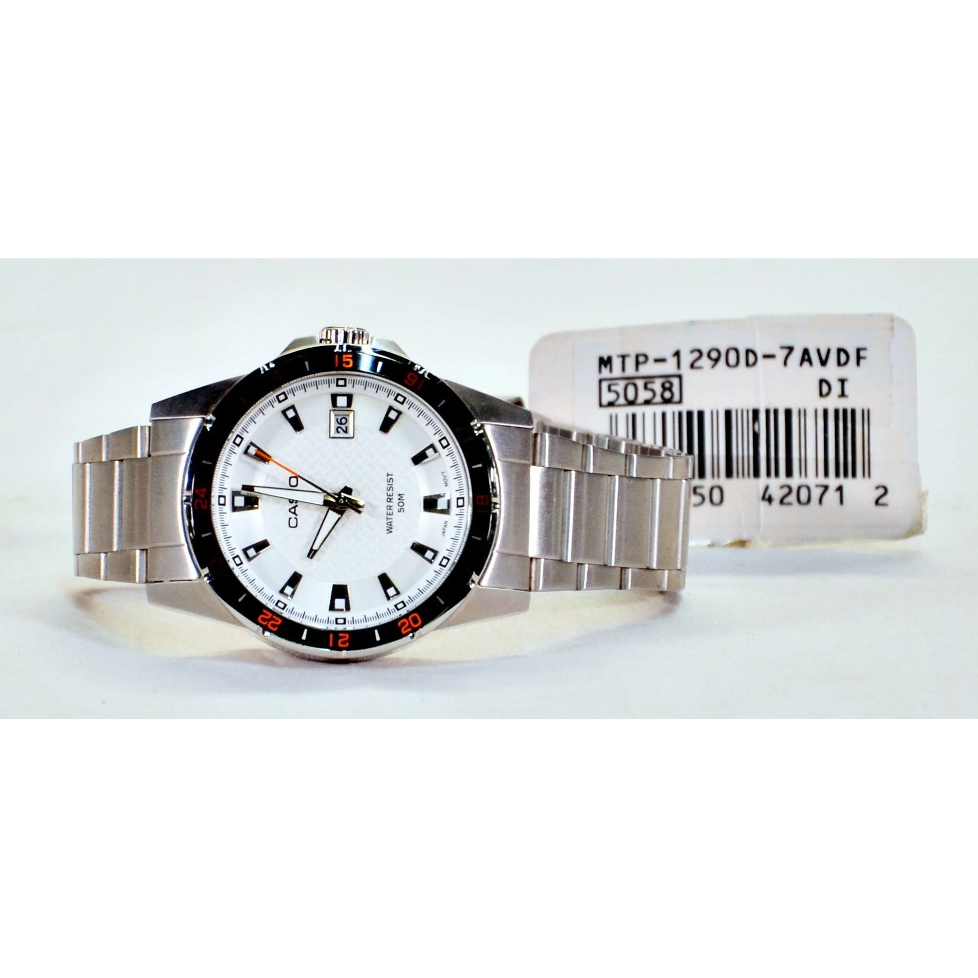 Casio Mens Watch w/ Luminous Hands, Day Window - Stainless Steel/Japanese Quartz - Image 2
