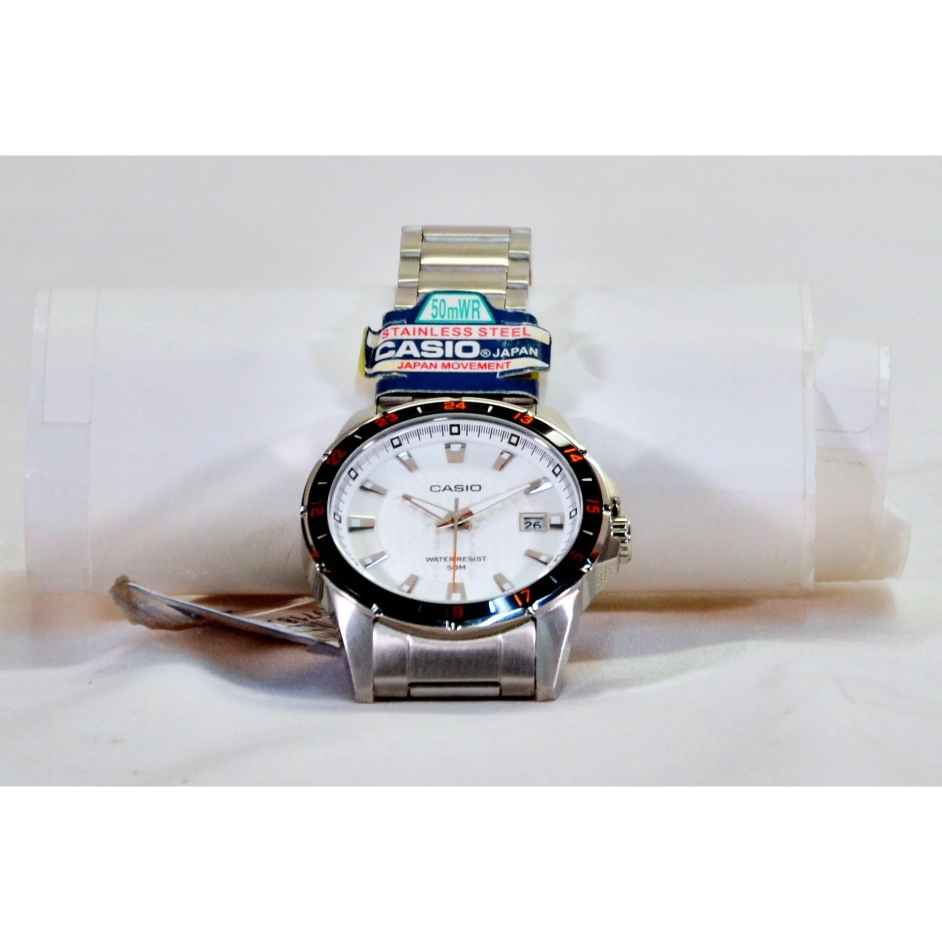 Casio Mens Watch w/ Luminous Hands, Day Window - Stainless Steel/Japanese Quartz - Image 5