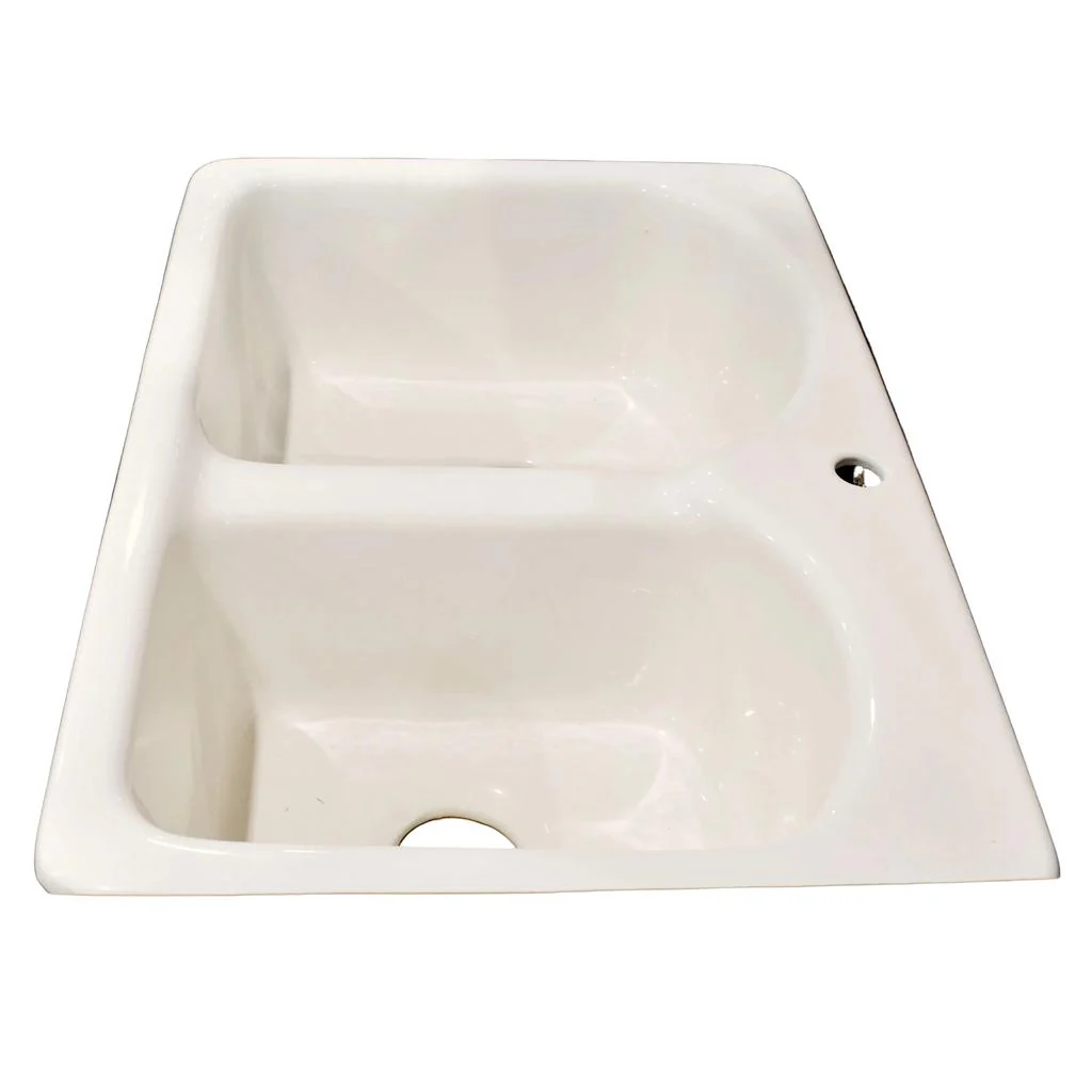 Cayton 33" 70/30 Offset Double-Bowl Cast Iron Drop-in Single Hole NH-6005-1-BI - Image 3