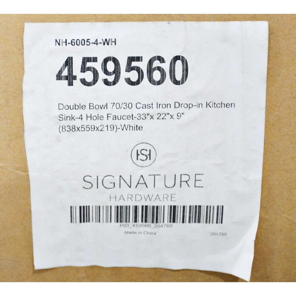 Cayton 33" 70/30 Offset Double-Bowl Cast Iron Drop-in Sink NH-6005-4-WH - Image 6