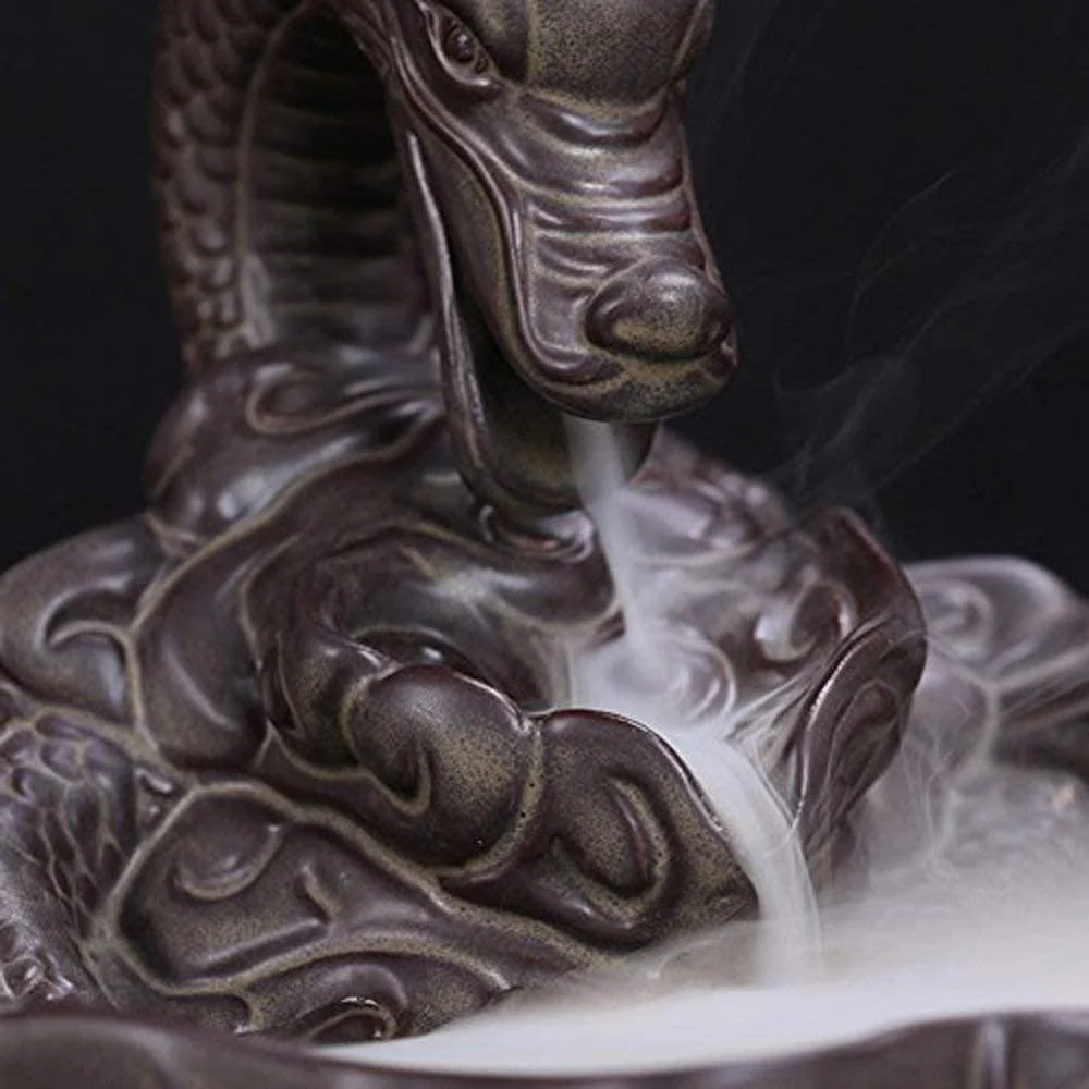 Ceramic Dragon Incense Burner Gray - Image 4