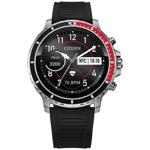Citizen CZ Smartwatch, Wear OS by Google Stainless Steel, Black Dial
