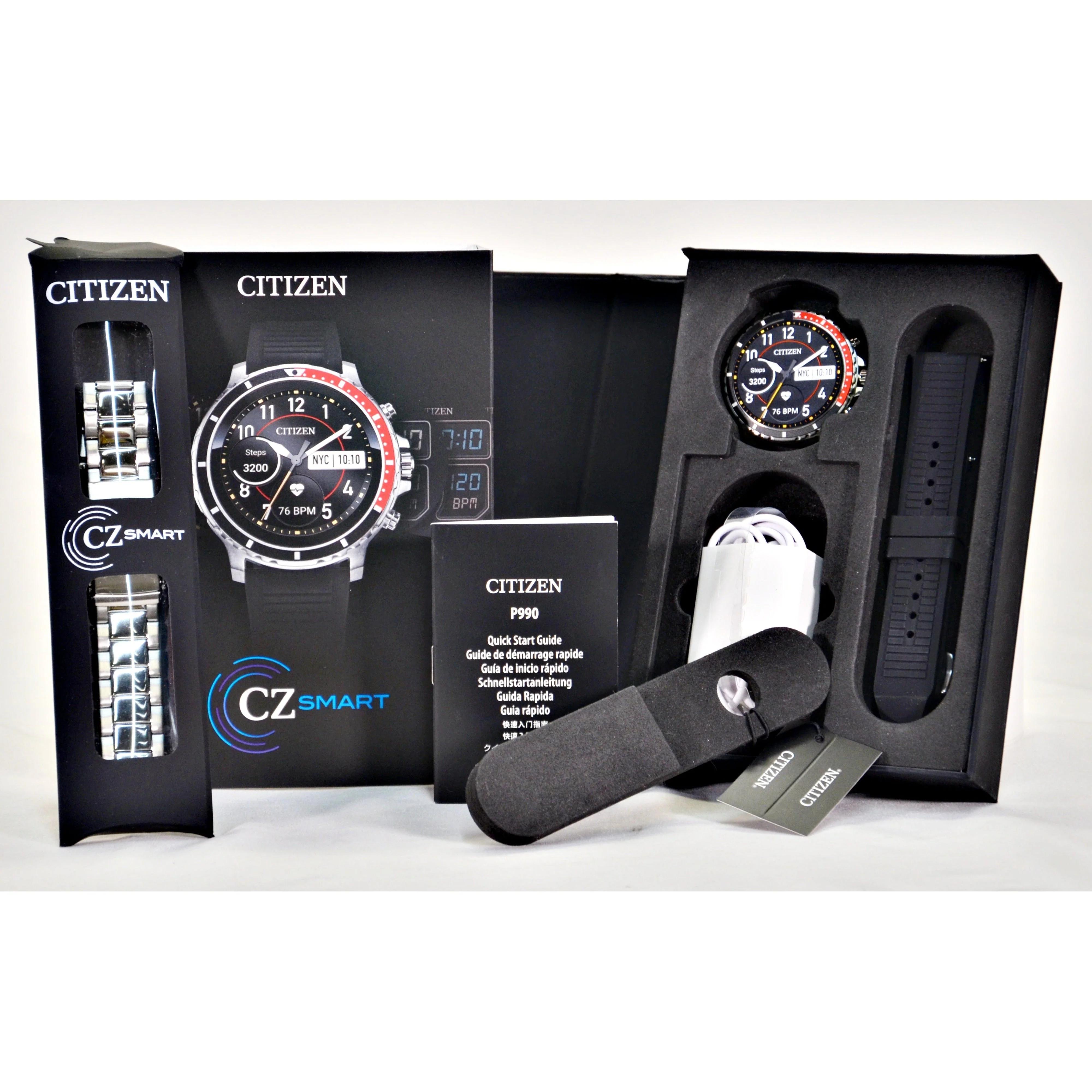 Citizen CZ Smartwatch, Wear OS by Google Stainless Steel, Black Dial - Image 3