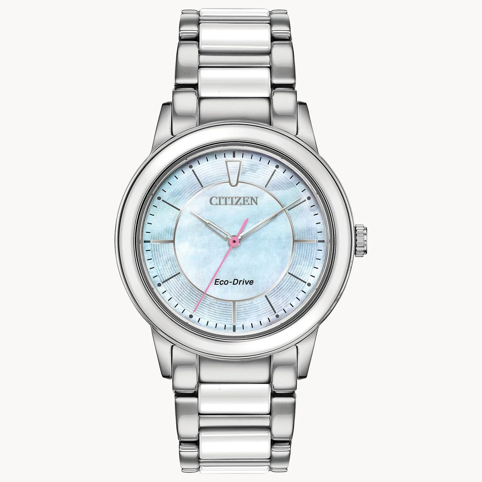 Citizen Eco-Drive Chandler Women's SS & Ceramic Watch - Silver & White