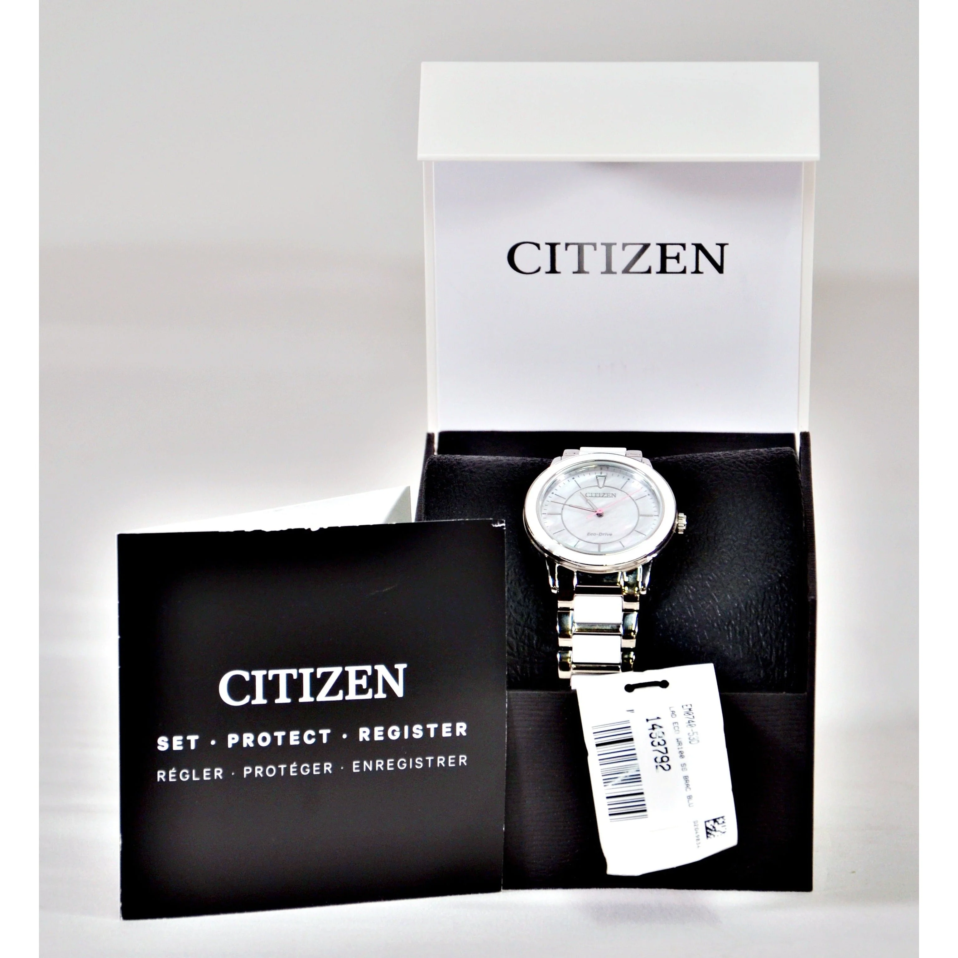 Citizen Eco-Drive Chandler Women's SS & Ceramic Watch - Silver & White - Image 2