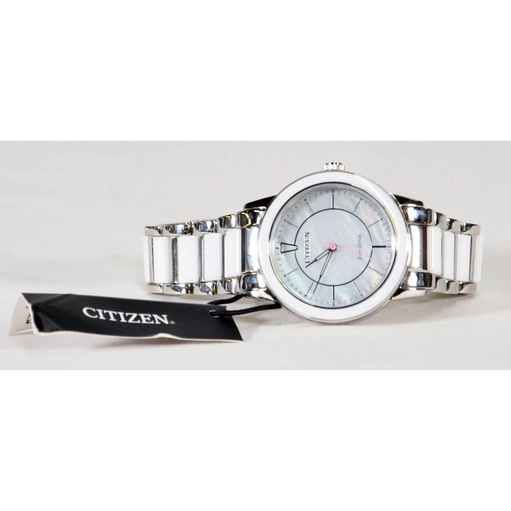 Citizen Eco-Drive Chandler Women's SS & Ceramic Watch - Silver & White - Image 3