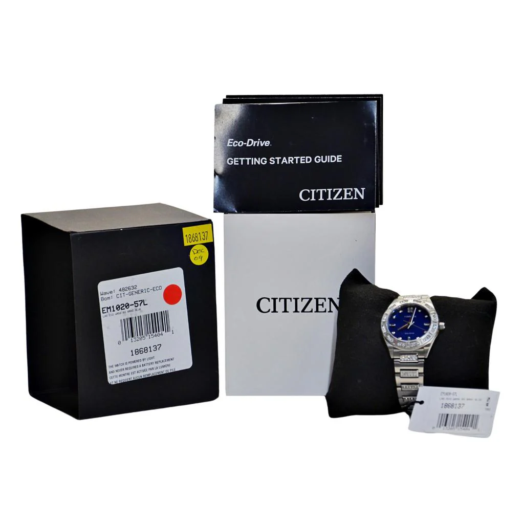 Citizen Ladies Eco-Drive Classic Watch with Blue Dial Model EM1020-57L - Image 6
