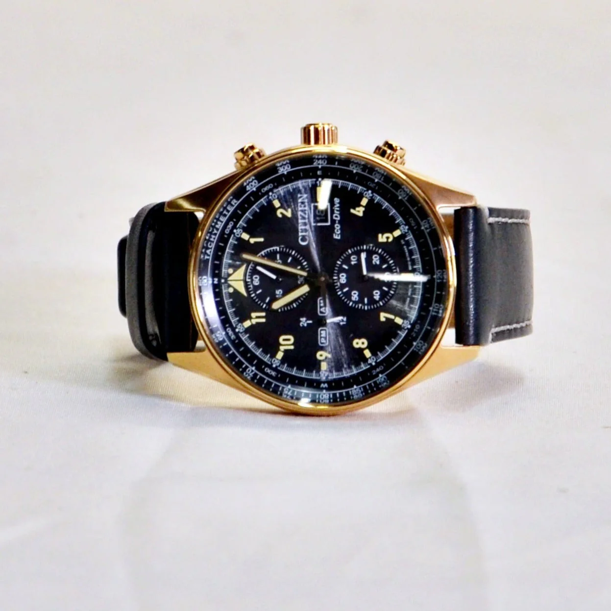 Citizen Men's CA0773-15E Eco-Drive Chronograph Watch - Black Leather - Image 2